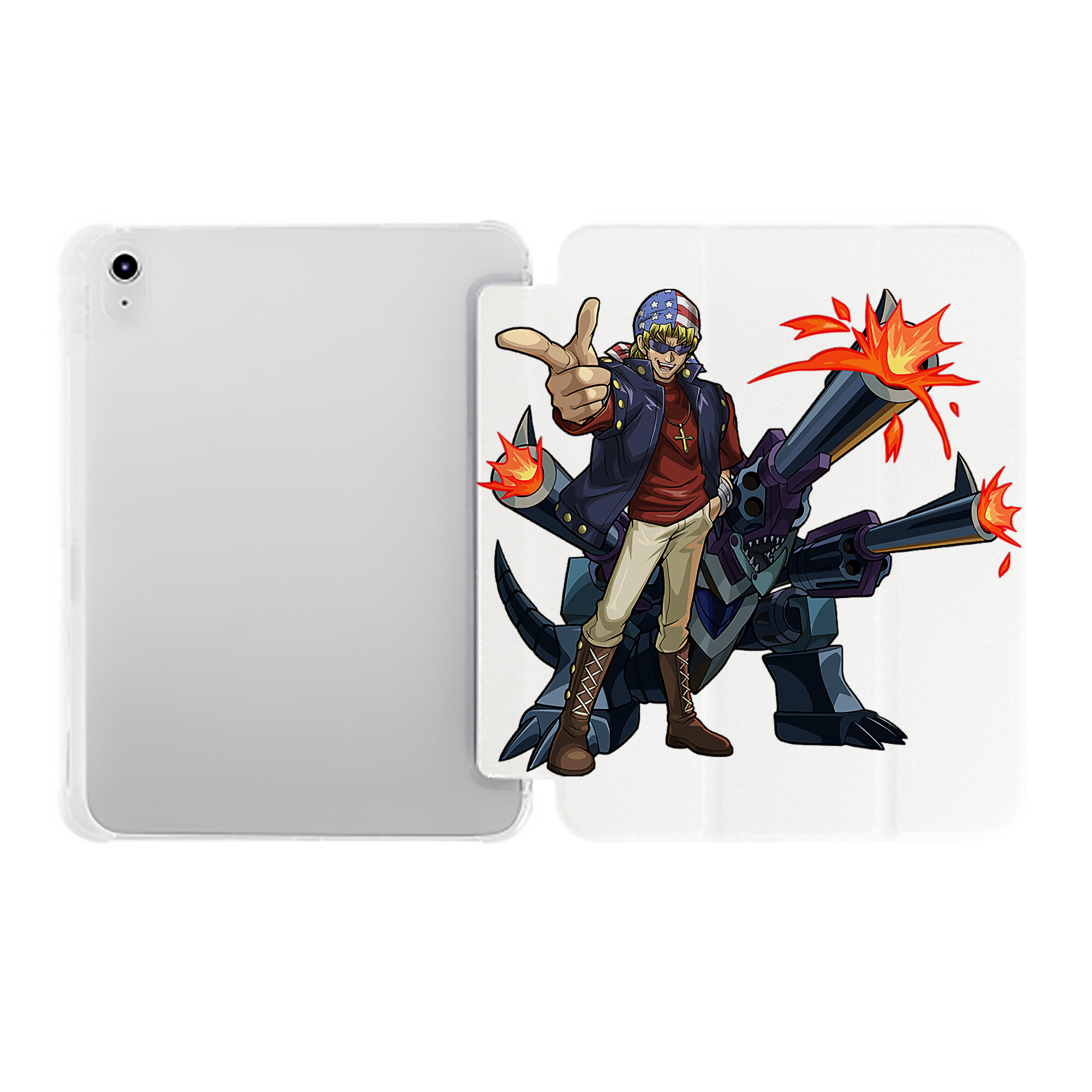 （画像用） 遊☆戯☆王 Yu-Gi-Oh! IPad ケース ペン収納付き 三つ折りスタンド PUレザー×シリコン 対応機種9.5/10.5/10.9インチ